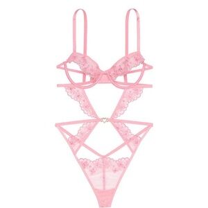 Victoria's Secret Pink Lace Strappy Bodysuit